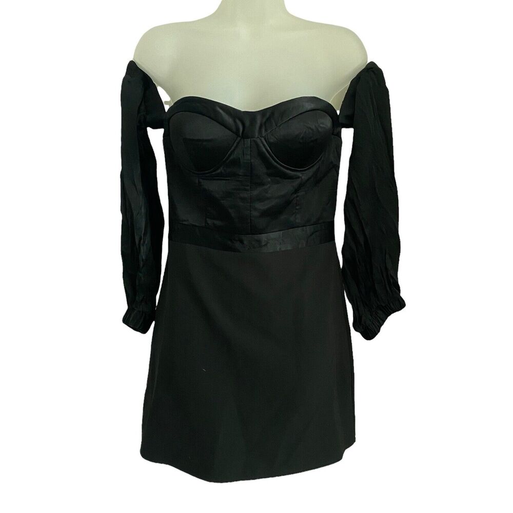 NBD Womens Size Small Mini Dress Strapless Off the Shoulder Black Sweetheart